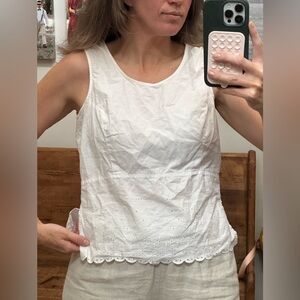 Vintage Route 66 White Eyelet Sleeveless Top